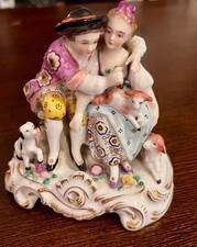 German Porcelain Figurine of Rococo Courting Couple with Blue Crown Mark — listing 2