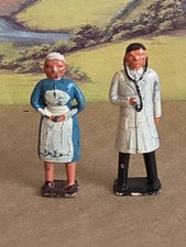 Vintage Hand-Painted Lead Figures - Elderly Couple Seated on Park Bench — listing 5