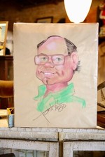 Original Caricature Drawing of Boy Playing Football, Signed Vincent — listing 3
