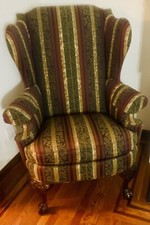 Vintage Chippendale-Style Carved Wood Dining Armchair with Shell Crest and Coral Velvet Seat — listing 5