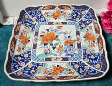 Japanese Imari Porcelain Square Footed Compote / Raised Serving Dish, listing 2