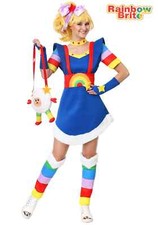 Rainbow Brite Adult Costume Dress - Blue with Rainbow Sleeves & Star Belt, Size XL — listing 4