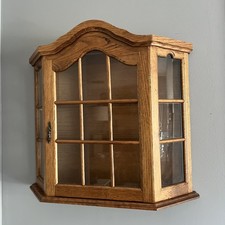 Vintage Oak Wall-Mounted Cabinet with Carved Foliate Panel Door — listing 3