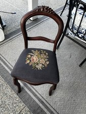 Antique Victorian Maple Side Chair with Floral Needlepoint Seat — listing 2