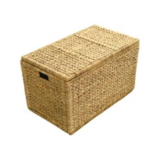 Woven Rattan and Bamboo Storage Trunk / Blanket Chest with Diamond Lattice Design — listing 6