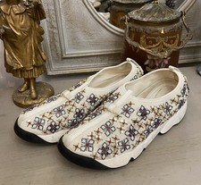 Christian Dior Fusion Sneakers with Sequin & Bead Embellishment, White/Navy — listing 6