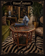 Antique Victorian Tortoiseshell Bamboo Two-Tier Side Table with Split-Bamboo Top