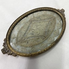 Antique Ornate Brass Oval Picture Frame with Convex Glass and Military Portrait — listing 2