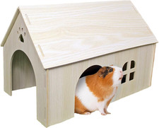 Handcrafted Wooden Small Pet House Hideout with Faux Plant Window Boxes — listing 4