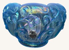 Blue Opalescent Ruffled Glass Candle Holder / Taper Candlestick — listing 6