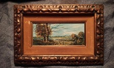 Vintage Original Oil Painting Landscape with River and Trees in Ornate Gilt Frame — listing 2