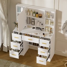 Modern White Makeup Vanity Desk with LED Touch-Control Lighted Mirror and 4 Drawers — listing 3