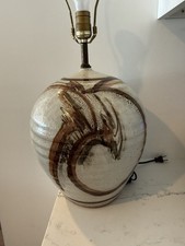 Studio Pottery Hand-Thrown Ceramic Table Lamp with Pleated Shade — listing 3