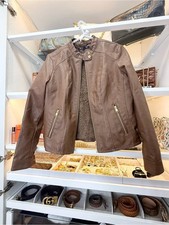 Baccini Women's Burgundy Faux Leather Moto Jacket with Gold Zippers — listing 3
