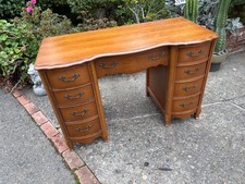Bassett Brown Wood Writing Desk with Four Drawers and Tapered Legs — listing 6