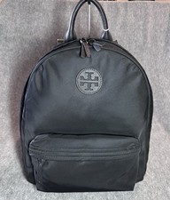 Black Nylon and Leather Backpack with Front Zip Pocket — listing 2