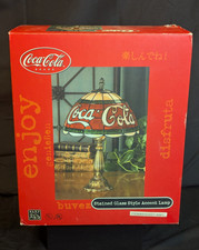 Coca-Cola Tiffany-Style Stained Glass Table Lamp with Ornate Metal Base — listing 5