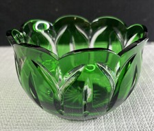 Emerald Green Glass Rose Bowl / Posy Vase with Flared Rim — listing 2