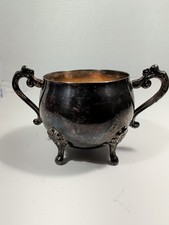 Leonard Silver Plate Footed Sugar Bowl with Scroll Handle — listing 4