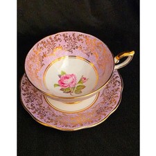 Royal Standard Bone China Teacup and Saucer, Green with Floral Bouquet, listing 2