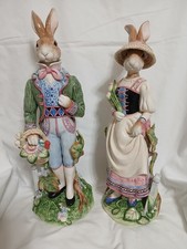 Fitz and Floyd Dutch Rabbits Cabbage Leaf Serving Dish / Divided Tray with Twin Bunny Figural Ends — listing 5