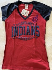 Cleveland Indians Women's Scoop Neck Football-Style Tee with Chief Wahoo Logo — listing 5