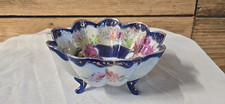 Small Hand-Painted Cobalt Blue Ceramic Pitcher with Fruit and Floral Motif — listing 5