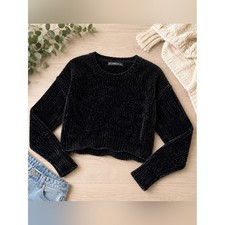 Zara Knit Chenille Crewneck Sweater, Brown, Women's Size M — listing 5