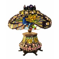 Tiffany-Style Stained Glass Peacock Figural Table Lamp