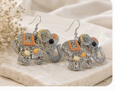 Bohemian Filigree Elephant Drop Earrings — listing 3