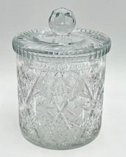 Cut Crystal Pedestal Covered Compote with Pinwheel and Fan Pattern, Tall Spire Finial — listing 4