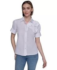 Karl Lagerfeld Paris Floral Embroidered Illusion-Neckline A-Line Dress, Size 8 — listing 2