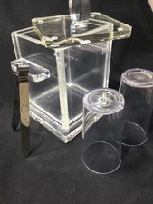 Vintage 1960s-70s Mod Floral Fabric-Covered Ice Bucket with Swing Handle and Lucite Lid — listing 5