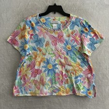 Alfred Dunner Multi-Color Floral Print Button-Front Blouse, Size 22W — listing 3