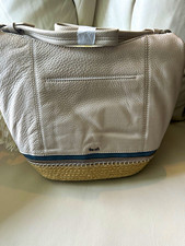 Vintage Beige Woven Cotton Crossbody Handbag with Braided Strap