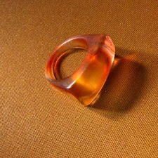 Vintage Clear Faceted Acrylic Lucite Ring Presentation Box with Black Velvet Insert — listing 6