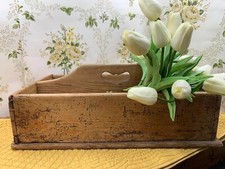 Vintage Pine Wall-Mount Flatware / Cutlery Box with Slotted Rack and Two Drawers — listing 5