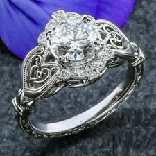 Art Deco 14K White Gold Diamond Filigree Pendant Necklace 16 inch chain included — listing 4