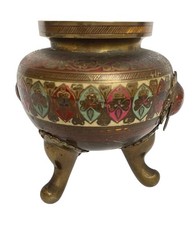 Antique Japanese Bronze & Champlevé Enamel Hexagonal Koro (Incense Burner) with Foo Dog Finial — listing 5