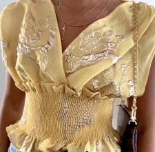 Zara Special Edition Metallic Textured Short-Sleeve Top, Size S — listing 4