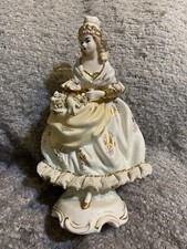 Miniature Bisque Porcelain Lady Figurine with Applied Lace Skirt — listing 6
