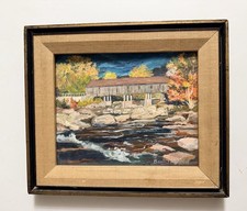 Framed Landscape Print on Canvas — Country Village with Church, Mill, and Flower Garden — listing 6