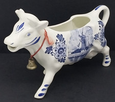 Delft-Style Blue and White Ceramic Cow Creamer with Windmill Scene — listing 4