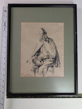 Antique Victorian Charcoal Portrait of a Married Couple in Ornate Ebonized Frame — listing 2
