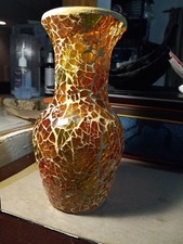 Mosaic Glass Tile Bud Vase, Iridescent Crackle with Gold Filigree Neck — listing 3