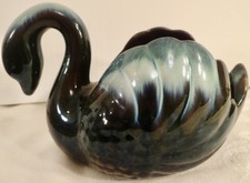 Vintage Drip-Glaze Ceramic Swan Planter / Figural Bowl — listing 2