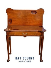 Antique Georgian Mahogany Fold-Over Card Table / Tea Table with Tapered Legs — listing 6