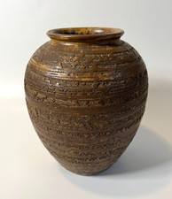 Japanese Ikebana Vase Stoneware Crescent Form 8 inch — listing 5