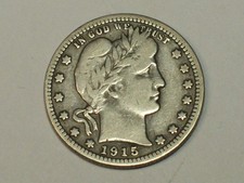 1915 Barber Silver Quarter (90% Silver), 25 Cents