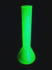Vintage Bohemian Cut-to-Clear Uranium Vaseline Glass Footed Vase with Tulip Wheel-Cut Design
